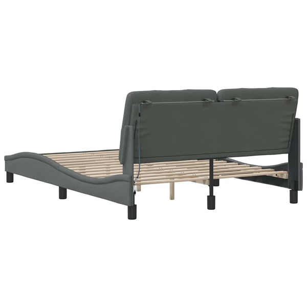 vidaXL LED Bed Frame without Mattress Dark Grey 140x190 cm Fabric