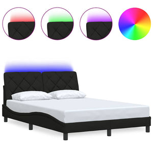 vidaXL LED Bed Frame without Mattress Black 140x190 cm Fabric