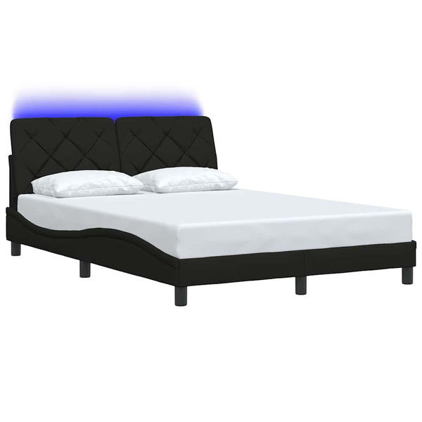 vidaXL LED Bed Frame without Mattress Black 140x190 cm Fabric