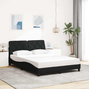 vidaXL LED Bed Frame without Mattress Black 140x190 cm Fabric