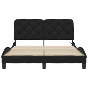 vidaXL LED Bed Frame without Mattress Black 140x190 cm Fabric