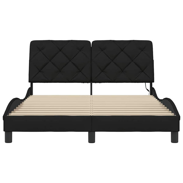 vidaXL LED Bed Frame without Mattress Black 140x190 cm Fabric
