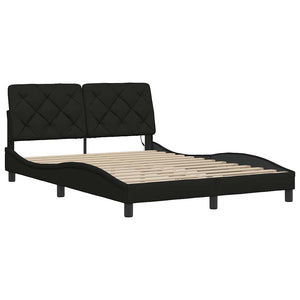 vidaXL LED Bed Frame without Mattress Black 140x190 cm Fabric