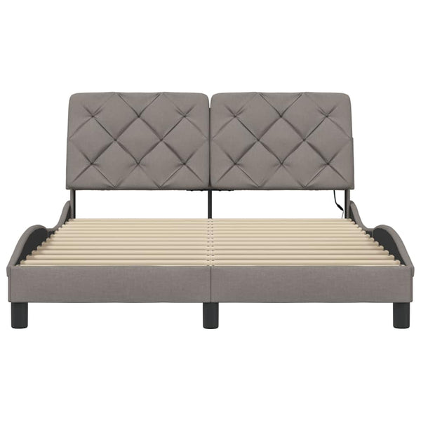 vidaXL LED Bed Frame without Mattress Taupe 140x190 cm Fabric