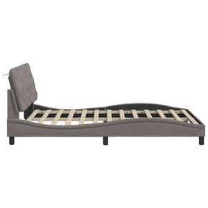 vidaXL LED Bed Frame without Mattress Taupe 140x190 cm Fabric