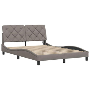 vidaXL LED Bed Frame without Mattress Taupe 140x190 cm Fabric