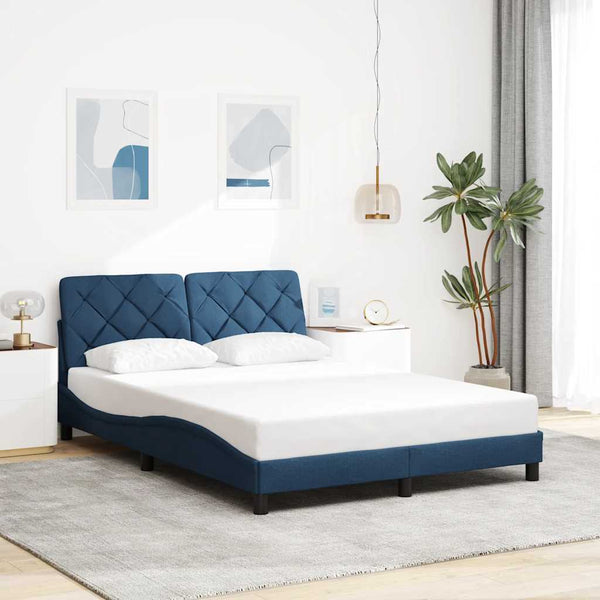 vidaXL LED Bed Frame without Mattress Blue 140x190 cm Fabric