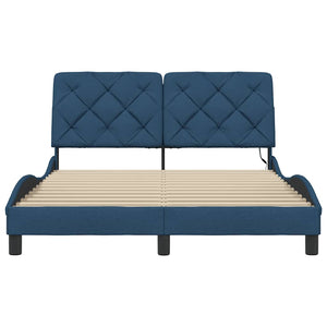 vidaXL LED Bed Frame without Mattress Blue 140x190 cm Fabric