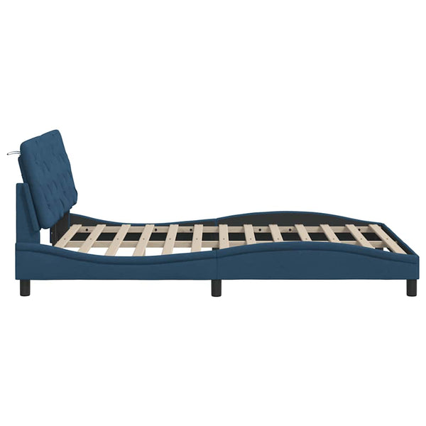 vidaXL LED Bed Frame without Mattress Blue 140x190 cm Fabric