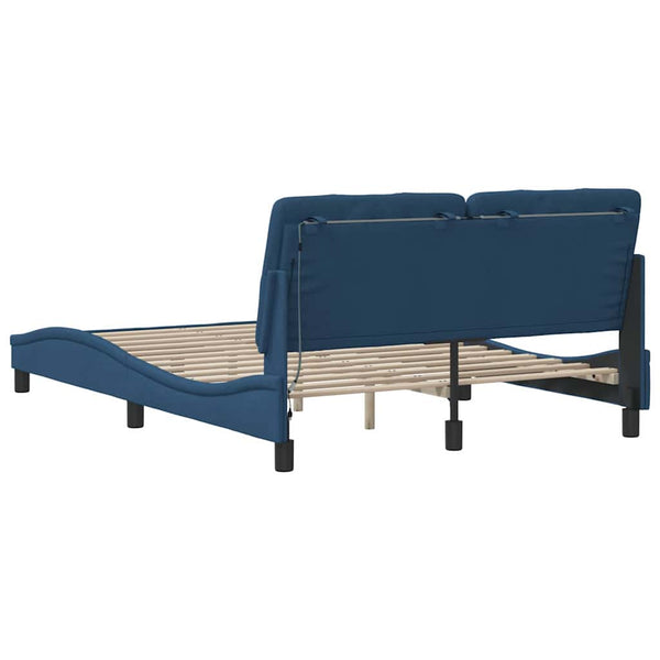 vidaXL LED Bed Frame without Mattress Blue 140x190 cm Fabric