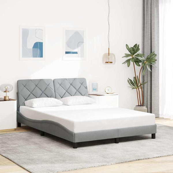 vidaXL LED Bed Frame without Mattress Light Grey 140x200 cm Fabric