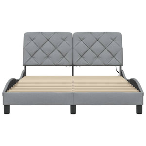 vidaXL LED Bed Frame without Mattress Light Grey 140x200 cm Fabric