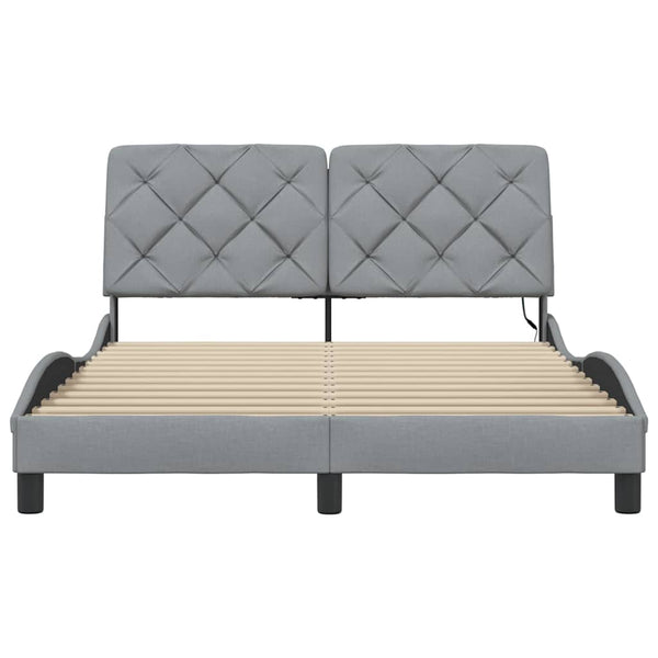 vidaXL LED Bed Frame without Mattress Light Grey 140x200 cm Fabric