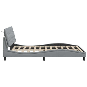 vidaXL LED Bed Frame without Mattress Light Grey 140x200 cm Fabric