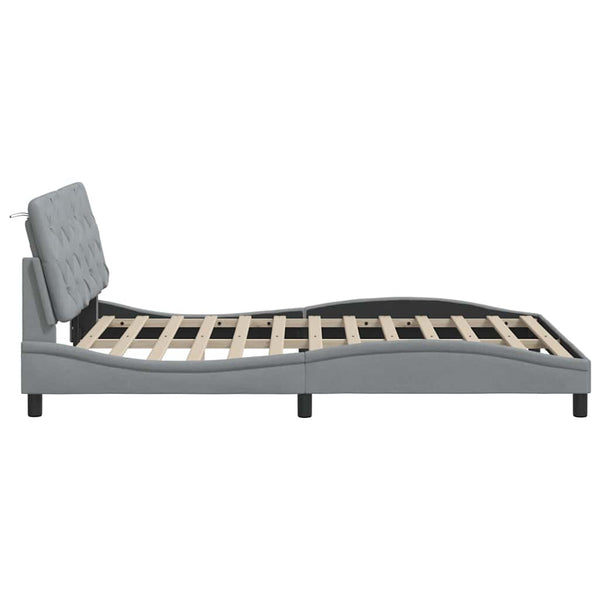 vidaXL LED Bed Frame without Mattress Light Grey 140x200 cm Fabric