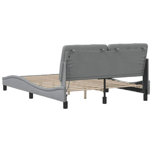 vidaXL LED Bed Frame without Mattress Light Grey 140x200 cm Fabric