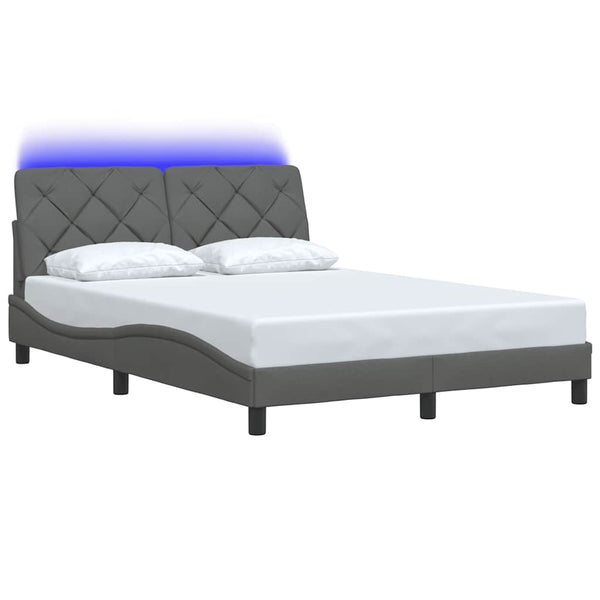 vidaXL LED Bed Frame without Mattress Dark Grey 140x200 cm Fabric