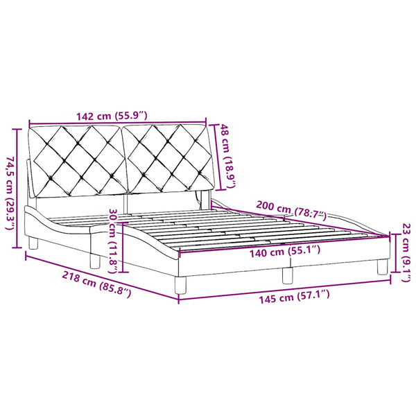vidaXL LED Bed Frame without Mattress Dark Grey 140x200 cm Fabric