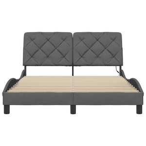 vidaXL LED Bed Frame without Mattress Dark Grey 140x200 cm Fabric