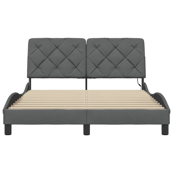 vidaXL LED Bed Frame without Mattress Dark Grey 140x200 cm Fabric