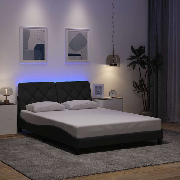 vidaXL LED Bed Frame without Mattress Dark Grey 140x200 cm Fabric