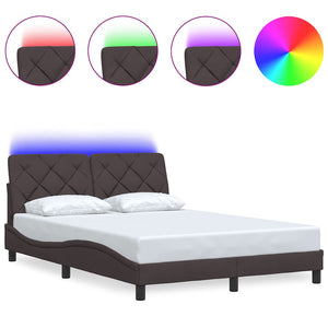 vidaXL LED Bed Frame without Mattress Dark Brown 140x200 cm Fabric