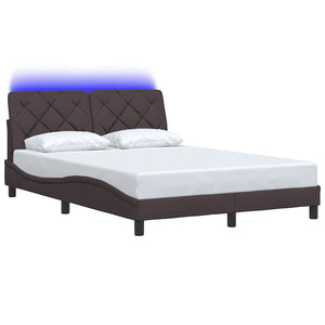vidaXL LED Bed Frame without Mattress Dark Brown 140x200 cm Fabric