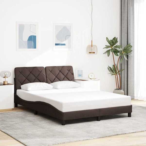 vidaXL LED Bed Frame without Mattress Dark Brown 140x200 cm Fabric