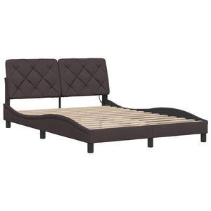 vidaXL LED Bed Frame without Mattress Dark Brown 140x200 cm Fabric