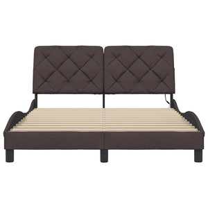 vidaXL LED Bed Frame without Mattress Dark Brown 140x200 cm Fabric