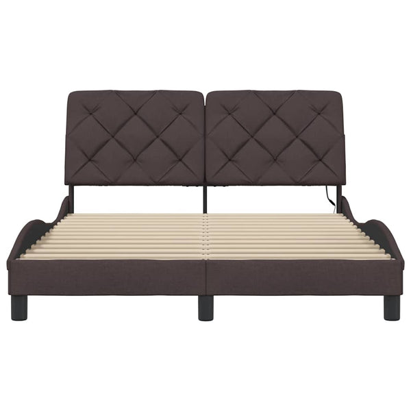 vidaXL LED Bed Frame without Mattress Dark Brown 140x200 cm Fabric