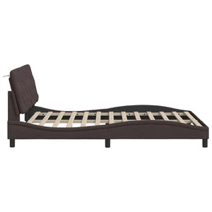 vidaXL LED Bed Frame without Mattress Dark Brown 140x200 cm Fabric