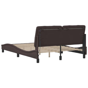 vidaXL LED Bed Frame without Mattress Dark Brown 140x200 cm Fabric