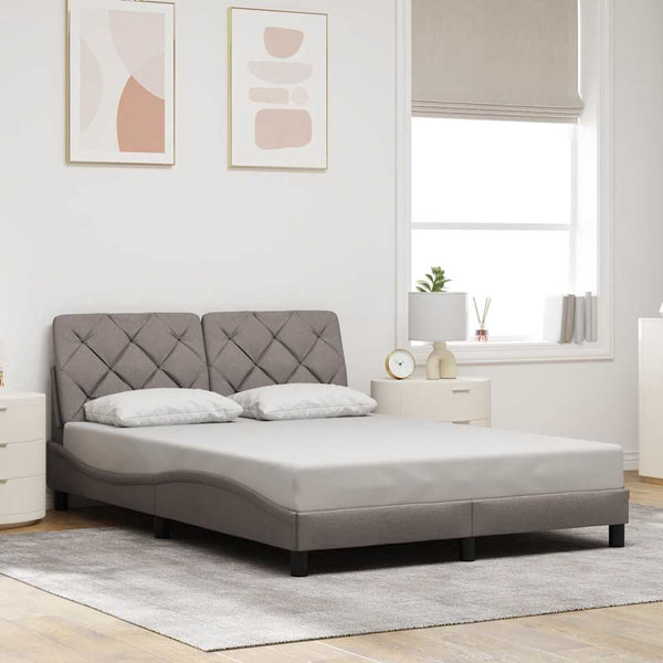 vidaXL LED Bed Frame without Mattress Taupe 140x200 cm Fabric