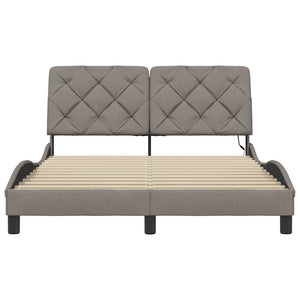 vidaXL LED Bed Frame without Mattress Taupe 140x200 cm Fabric