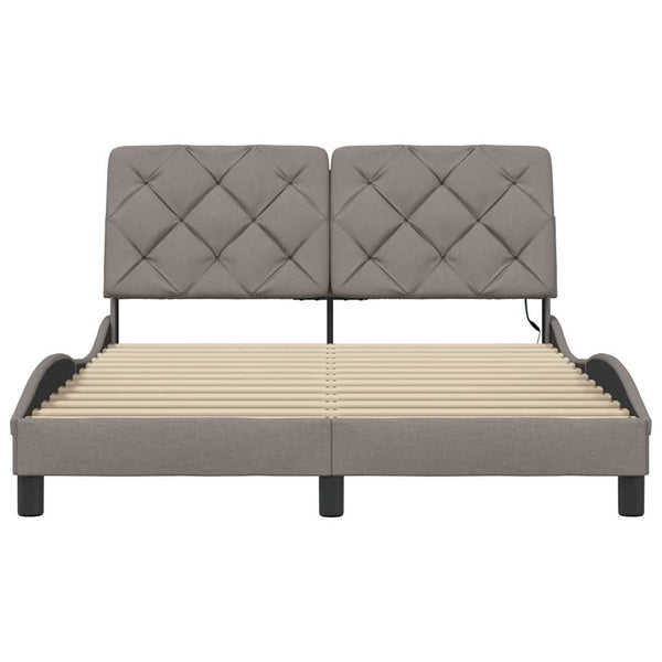 vidaXL LED Bed Frame without Mattress Taupe 140x200 cm Fabric