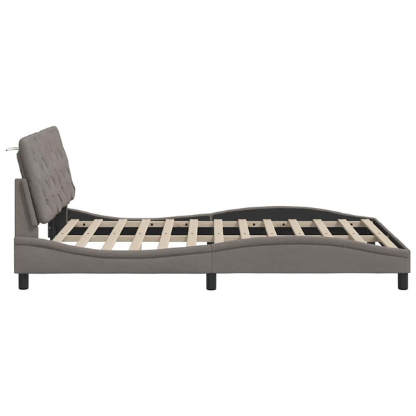 vidaXL LED Bed Frame without Mattress Taupe 140x200 cm Fabric