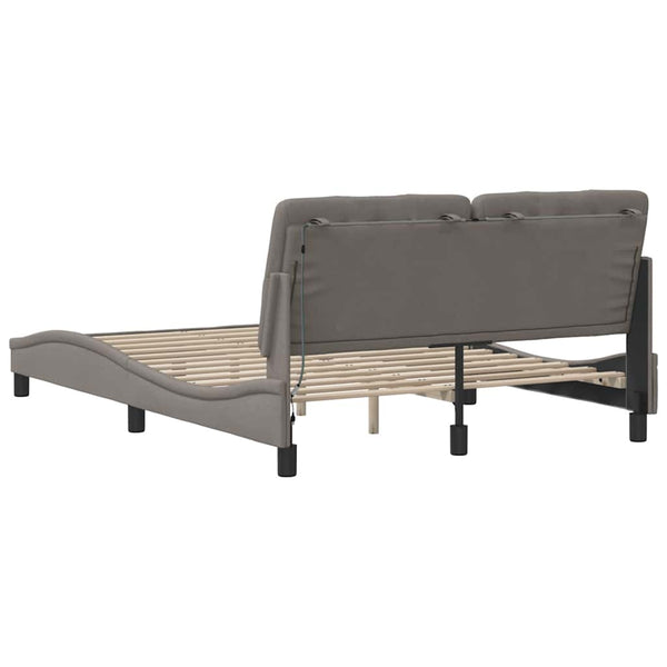 vidaXL LED Bed Frame without Mattress Taupe 140x200 cm Fabric