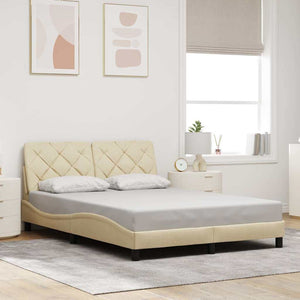 vidaXL LED Bed Frame without Mattress Cream 140x200 cm Fabric