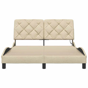 vidaXL LED Bed Frame without Mattress Cream 140x200 cm Fabric