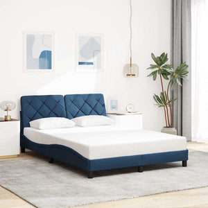 vidaXL LED Bed Frame without Mattress Blue 140x200 cm Fabric