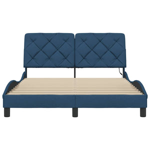 vidaXL LED Bed Frame without Mattress Blue 140x200 cm Fabric
