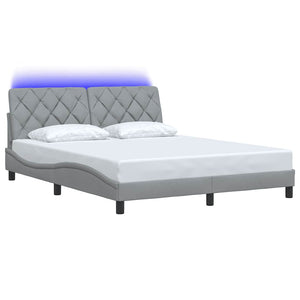vidaXL LED Bed Frame without Mattress Light Grey 160x200 cm Fabric