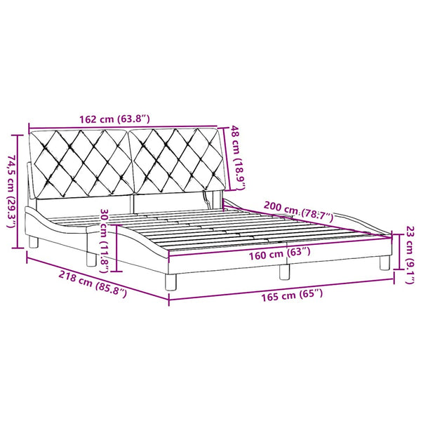 vidaXL LED Bed Frame without Mattress Light Grey 160x200 cm Fabric