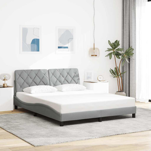 vidaXL LED Bed Frame without Mattress Light Grey 160x200 cm Fabric