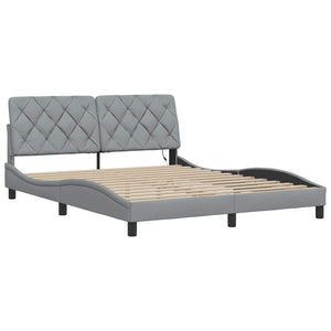 vidaXL LED Bed Frame without Mattress Light Grey 160x200 cm Fabric