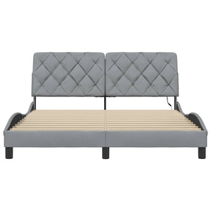 vidaXL LED Bed Frame without Mattress Light Grey 160x200 cm Fabric