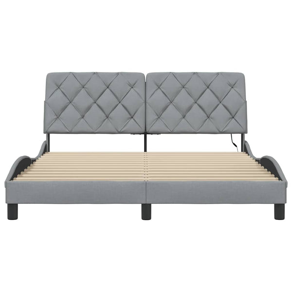 vidaXL LED Bed Frame without Mattress Light Grey 160x200 cm Fabric