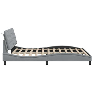 vidaXL LED Bed Frame without Mattress Light Grey 160x200 cm Fabric