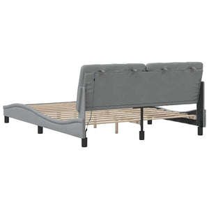 vidaXL LED Bed Frame without Mattress Light Grey 160x200 cm Fabric